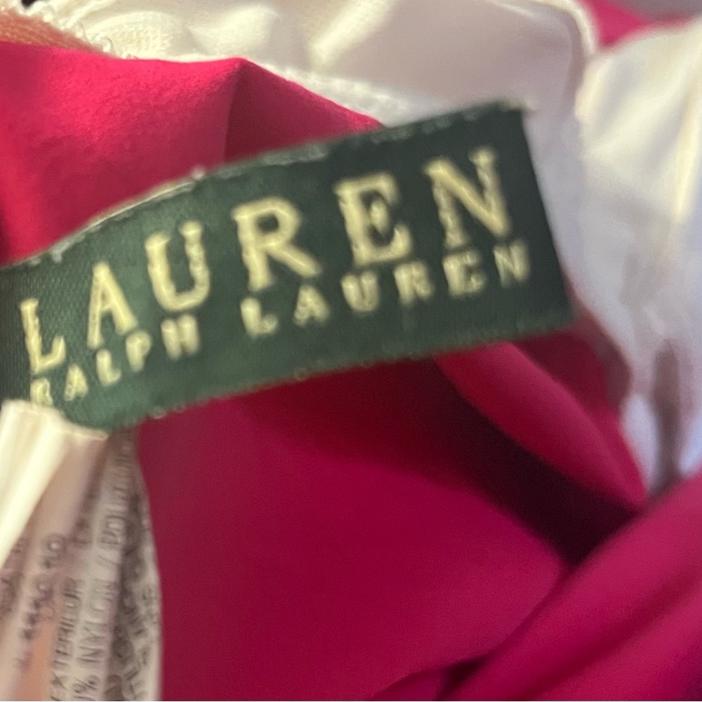 Ralph Lauren Nylon Fuchsia and White Swim Bathing Suit Top Size 12 - Picture 3 of 4
